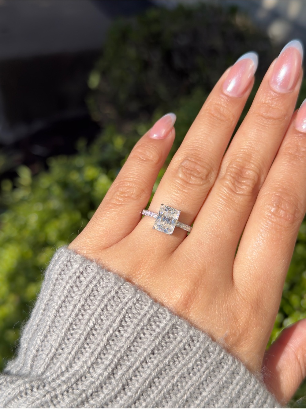 3ct radiant cut moissanite VVS1 promise ring size 6,7